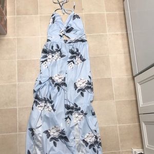 Maxi dress blue with white flowers
